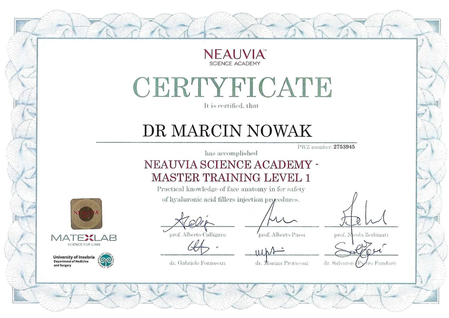 Neauvia Science Academy — Master Training Level 1